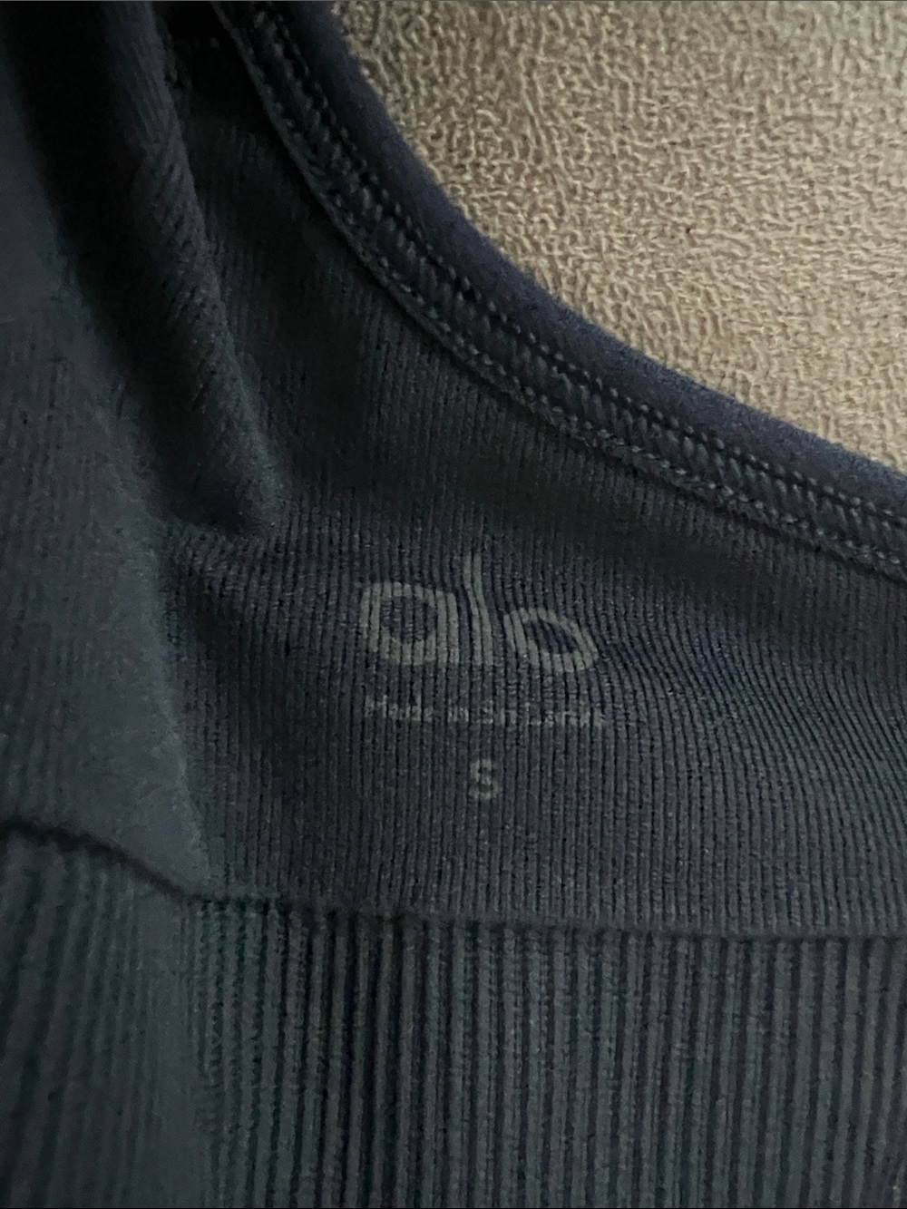 ALO Yoga Ribbed Crossback Sports Bra in Navy - Picture 2 of 4